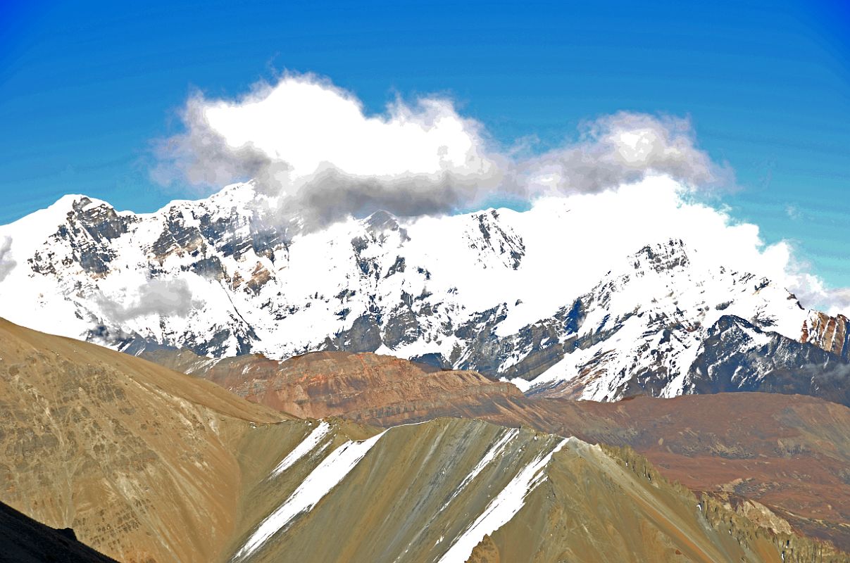 31 Chulu West, Chulu Central, And Chulu East From Trail Between Tilicho Base Camp Hotel and Tilicho Tal Lake 